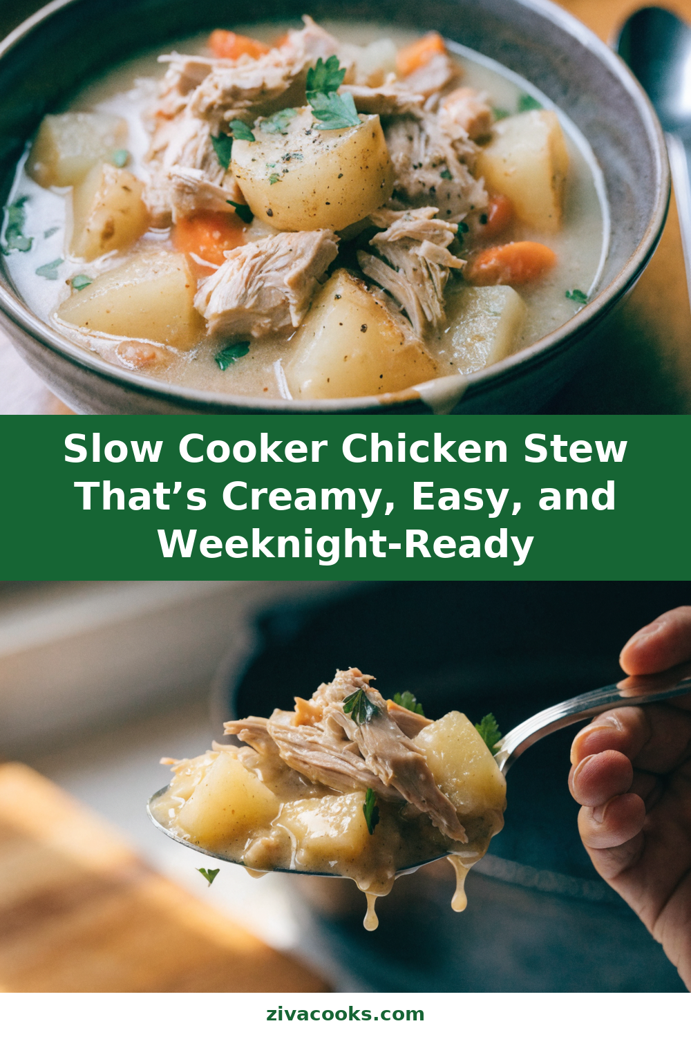Slow Cooker Chicken Stew That’s Creamy, Easy, and Weeknight-Ready Pinterest recipe pin