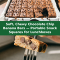 Soft, Chewy Chocolate Chip Banana Bars — Portable Snack Squares for Lunchboxes Pinterest recipe pin